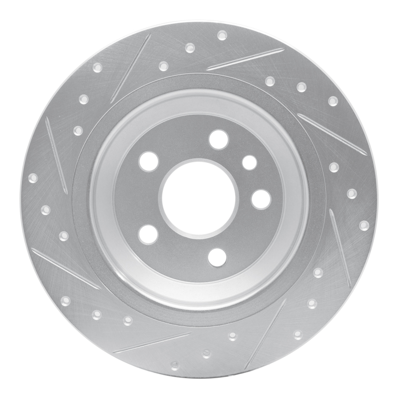 Volvo V60 Brake Rotor (1) - Rear Right - R1 Concepts - Drilled & Slotted - Silver - `07-`18